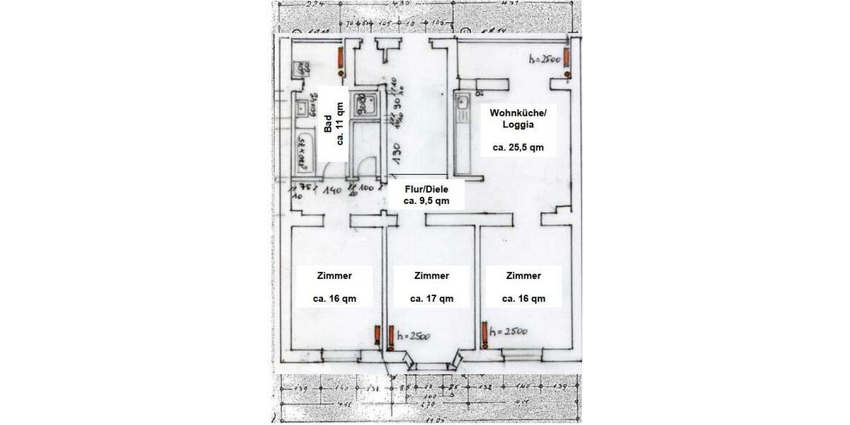 Etagenwohnung Essen Stadtbezirk VII - 3 Zimmer, 101 m&sup2;, 950&euro; | Angebot:26605399