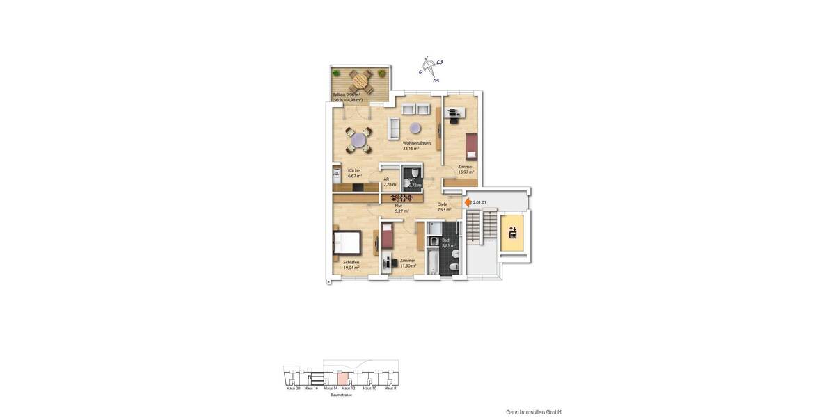 Etagenwohnung Essen Südviertel - 4 Zimmer, 118 m&sup2;, 1.460&euro; | Angebot:26807302