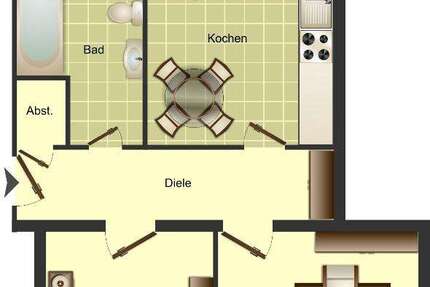 Wohnung Duisburg Huckingen - 2 Zimmer, 53 m&sup2;, 266&euro; | Angebot:26184517