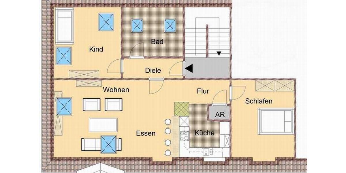 Dachgeschoßwohnung Gelsenkirchen Gelsenkirchen-West - 3 Zimmer, 82 m&sup2;, 485&euro; | Angebot:22481920