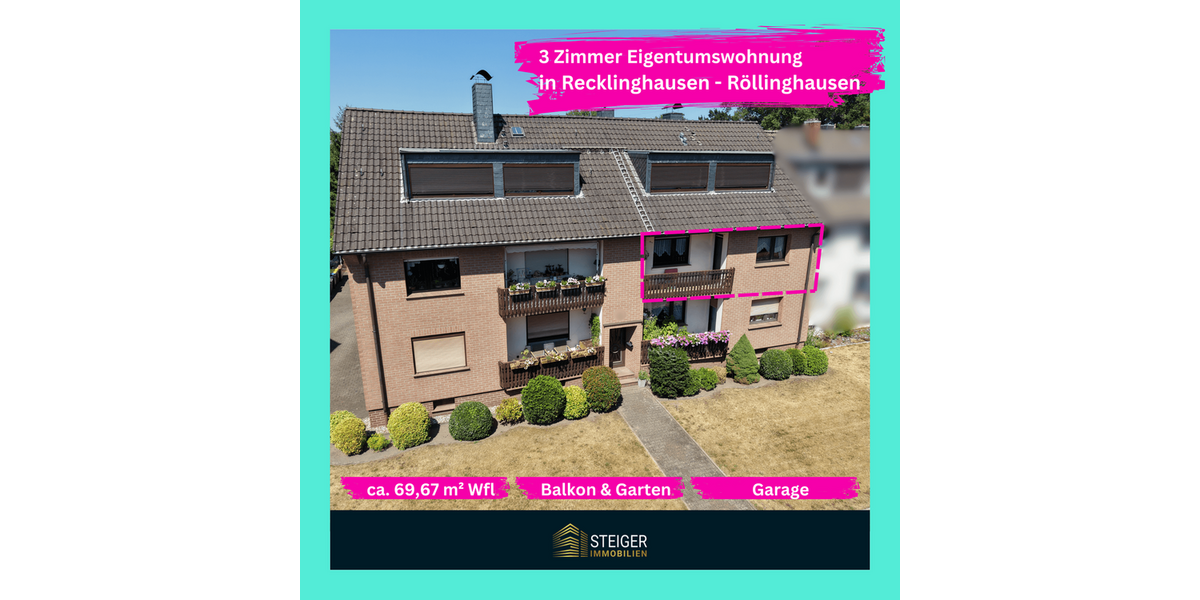Etagenwohnung Recklinghausen König Ludwig - 3 Zimmer, 70 m&sup2;, 150.727&euro; | Angebot:27306304