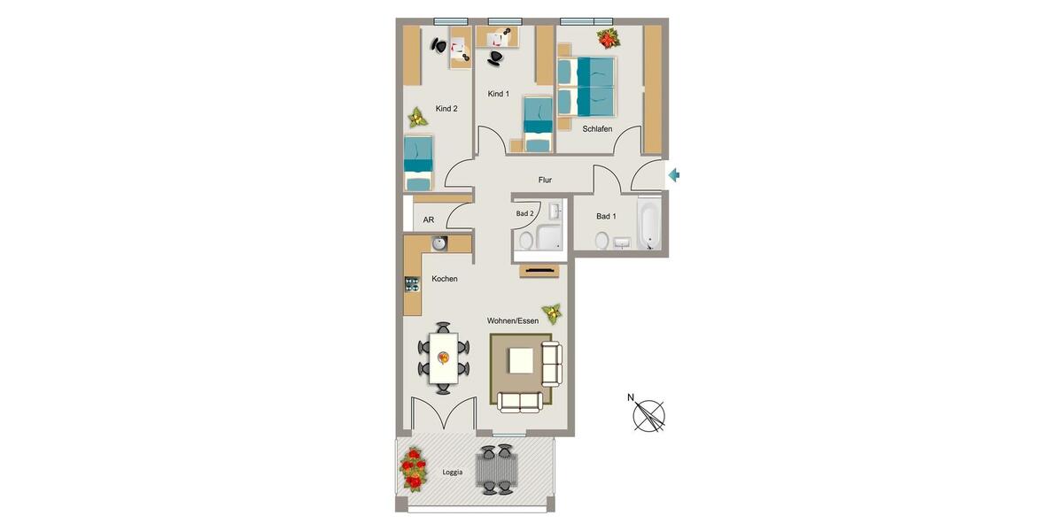 Etagenwohnung Essen Frillendorf - 4 Zimmer, 97 m&sup2;, 1.210&euro; | Angebot:26641571