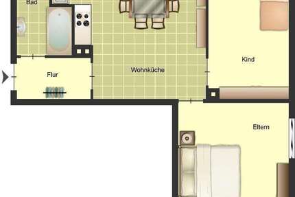 Wohnung Duisburg Huckingen - 2 Zimmer, 51 m&sup2;, 469&euro; | Angebot:26098399