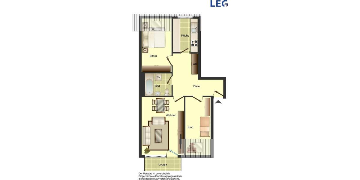 Etagenwohnung Duisburg Essenberg - 3 Zimmer, 70 m&sup2;, 422&euro; | Angebot:25310045