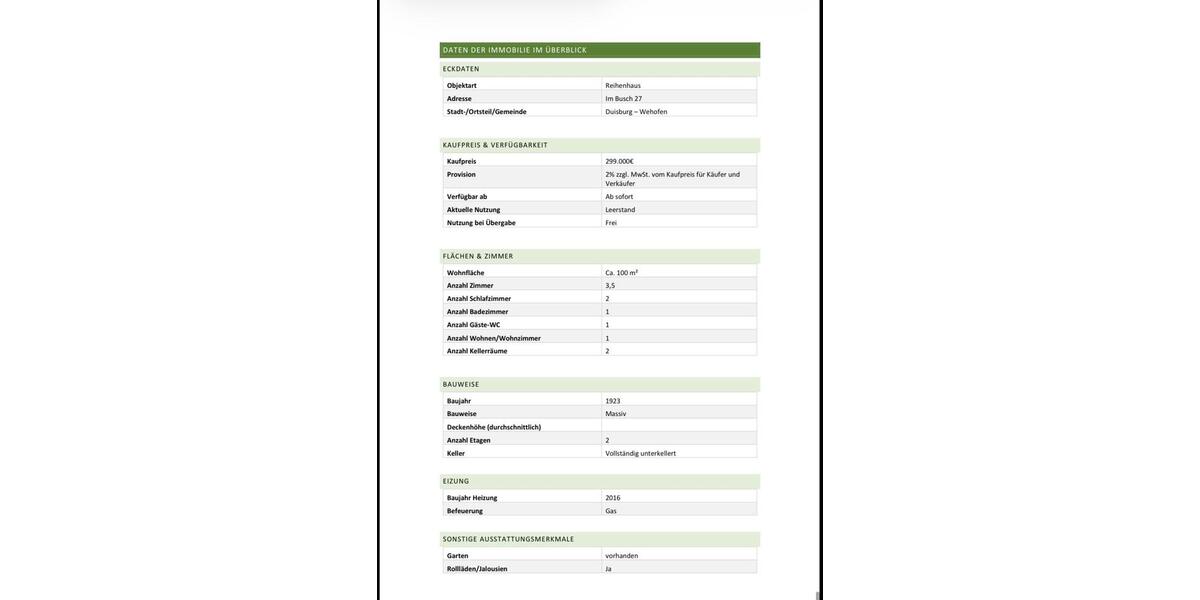 Reihenhaus Duisburg Walsum - 3.5 Zimmer, 100 m&sup2;, 299.000&euro; | Angebot:26248798