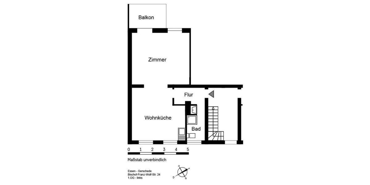 Etagenwohnung Essen Stadtbezirk IV - 1 Zimmer, 47 m&sup2;, 498&euro; | Angebot:26677421