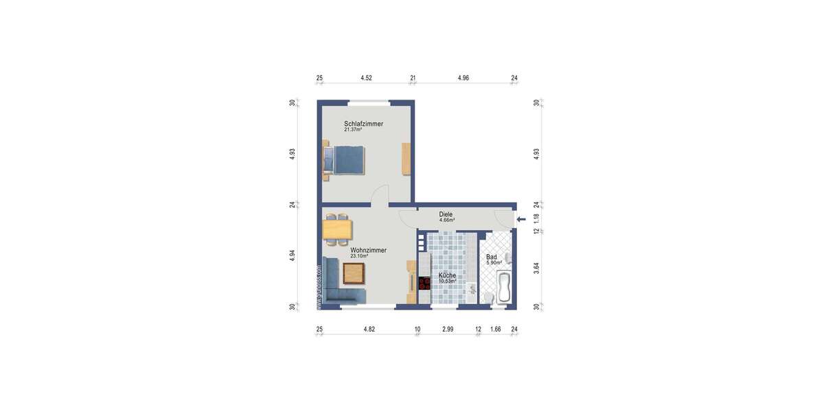 Etagenwohnung Essen Holsterhausen - 2 Zimmer, 66 m&sup2;, 475&euro; | Angebot:23436938