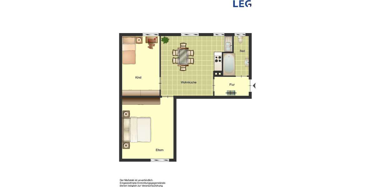 Etagenwohnung Duisburg Huckingen - 2 Zimmer, 51 m&sup2;, 469&euro; | Angebot:26184431
