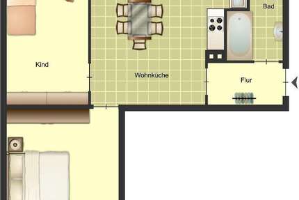 Wohnung Duisburg Huckingen - 2 Zimmer, 51 m&sup2;, 469&euro; | Angebot:26184431