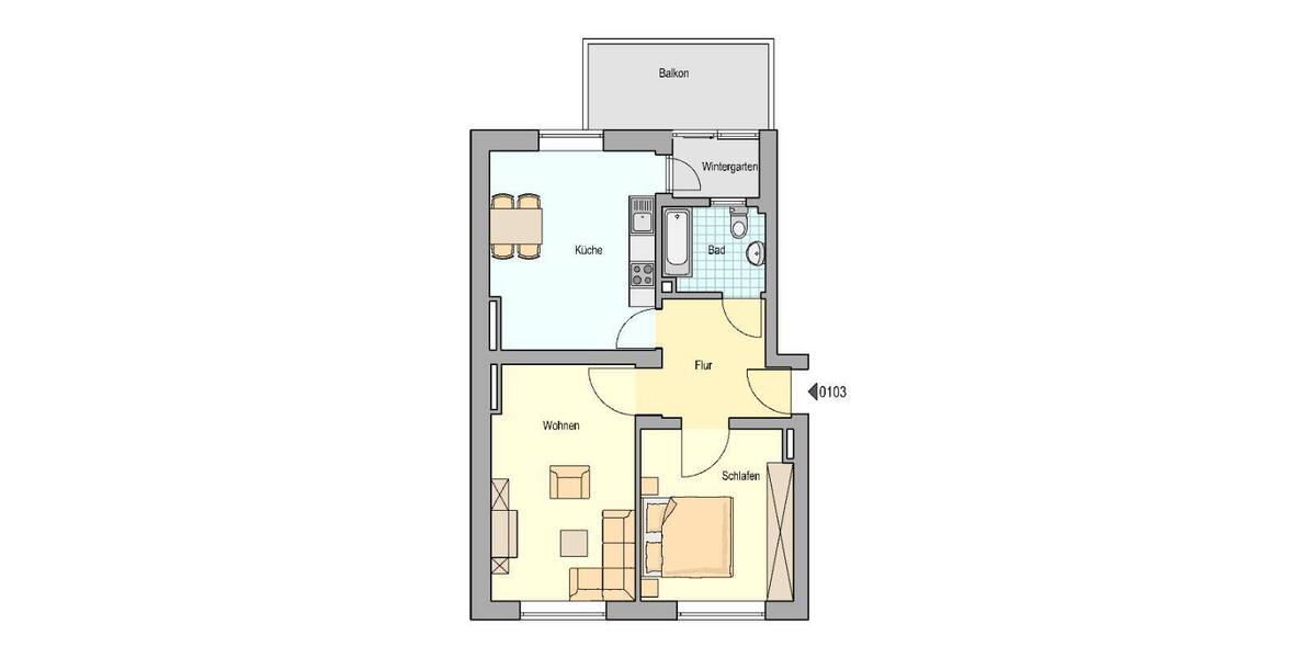 Etagenwohnung Herne Baukau-Ost - 2 Zimmer, 61 m&sup2;, 545&euro; | Angebot:26754081
