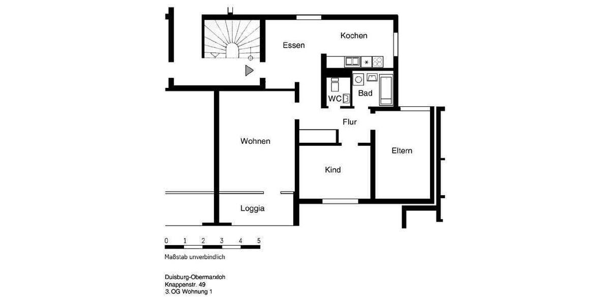 Etagenwohnung Duisburg Hamborn - 3.5 Zimmer, 81 m&sup2;, 589&euro; | Angebot:25999743