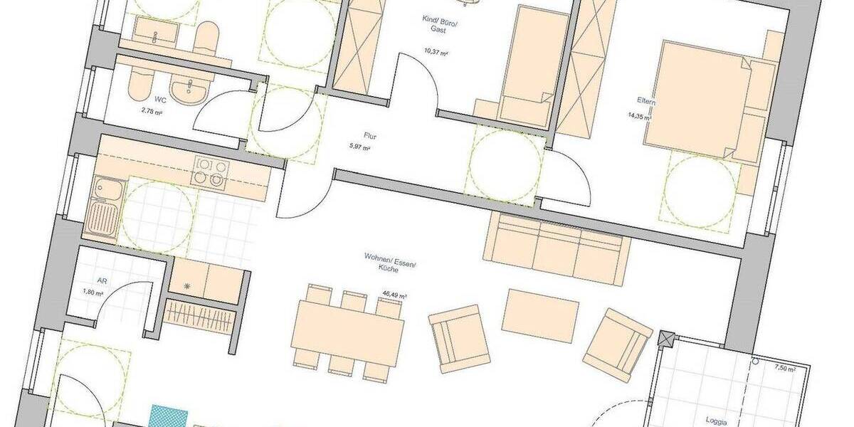 Etagenwohnung Dorsten Rhade - 3 Zimmer, 95 m&sup2;, 374.400&euro; | Angebot:25748443