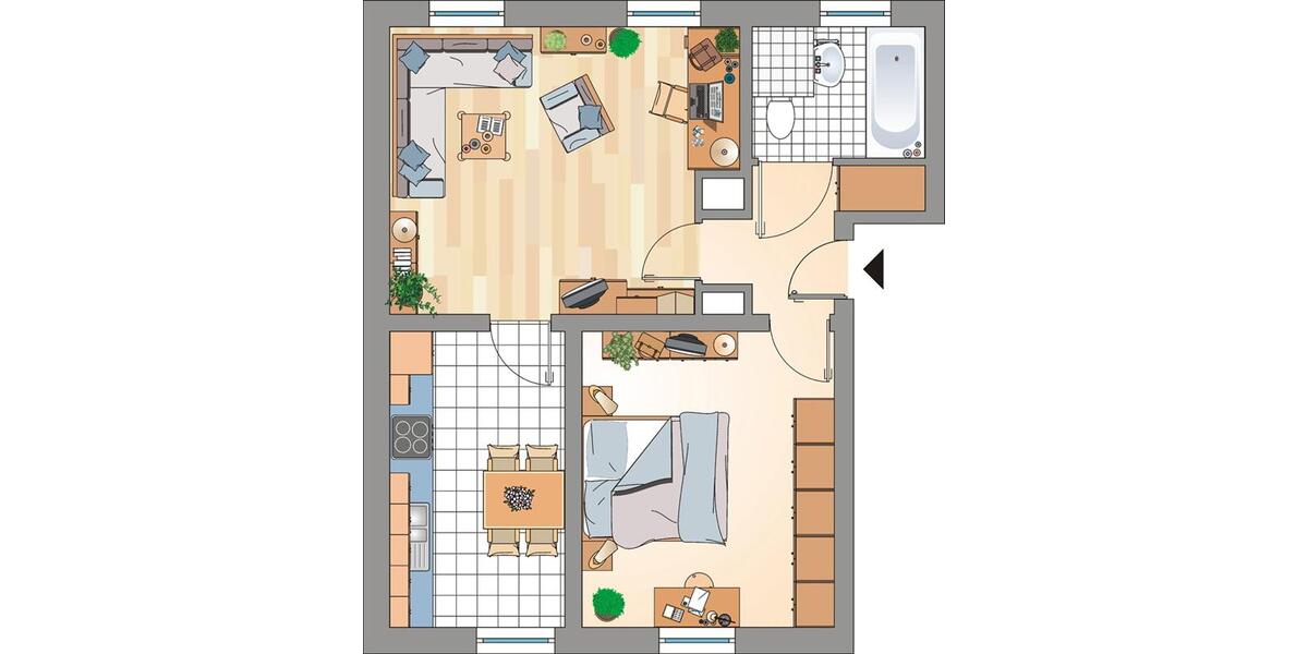 Erdgeschoßwohnung Gelsenkirchen Resse - 3 Zimmer, 47 m&sup2;, 369&euro; | Angebot:25552140