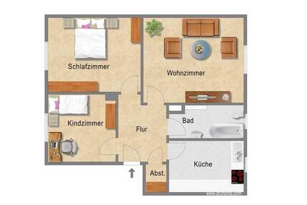 Wohnung Essen Freisenbruch - 3 Zimmer, 70 m&sup2;, 534&euro; | Angebot:26748397