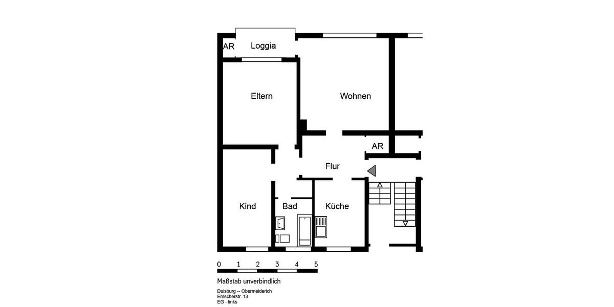 Erdgeschoßwohnung Duisburg Mittelmeiderich - 3 Zimmer, 74 m&sup2;, 619&euro; | Angebot:26427130