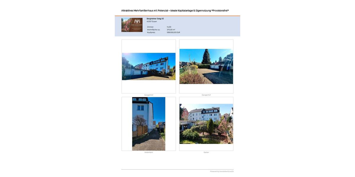 Mehrfamilienhaus, Wohnhaus Essen Stadtbezirk IV - 599.000&euro; | Angebot:26221165