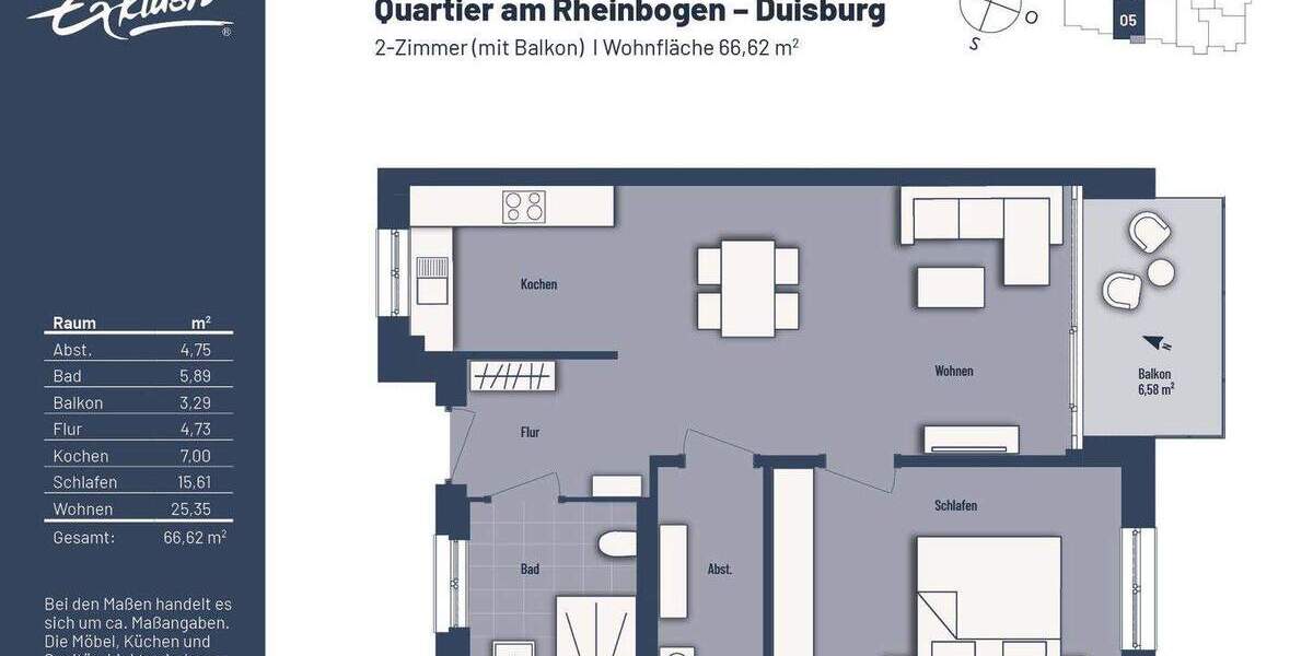 Etagenwohnung Duisburg Buchholz - 2 Zimmer, 66 m&sup2;, 290.000&euro; | Angebot:25745263