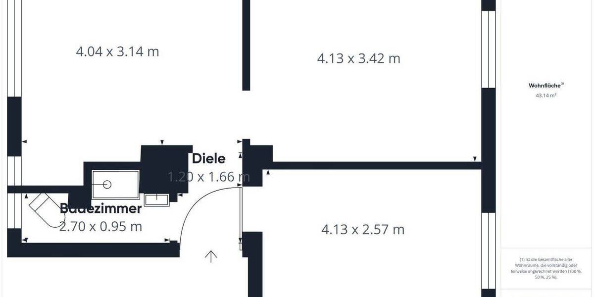 Etagenwohnung Castrop-Rauxel Ickern - 2 Zimmer, 43 m&sup2;, 59.000&euro; | Angebot:26036948