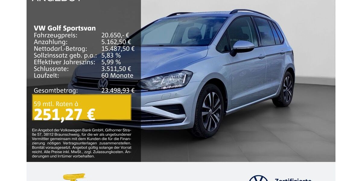 VW Golf Sportsvan 44.235 km 20.650 &euro; Herne 44653