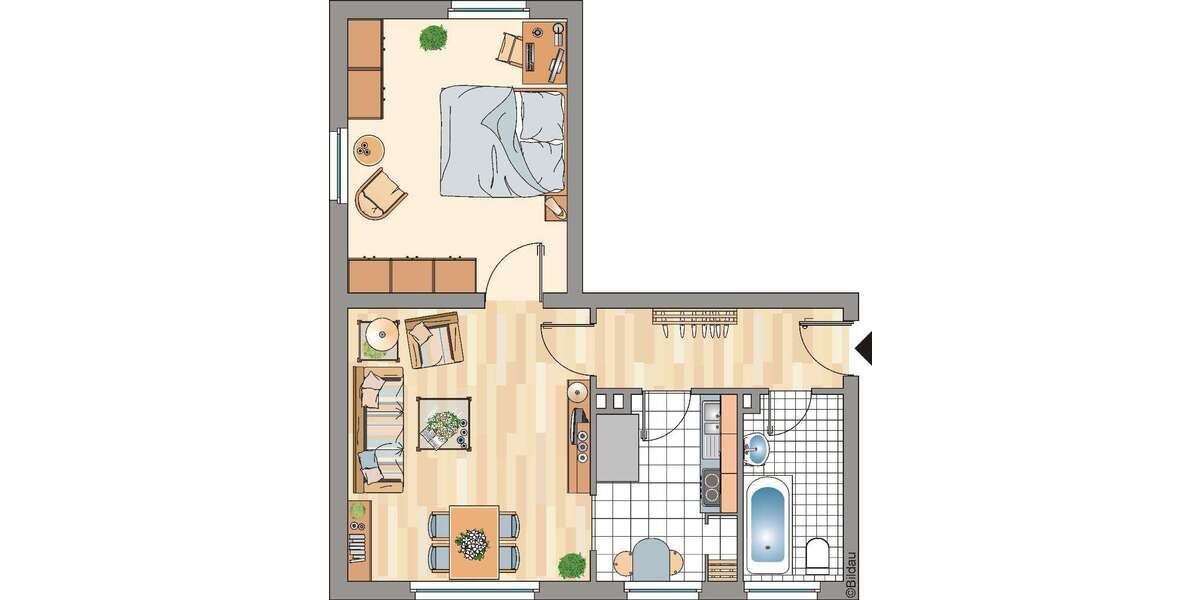 Etagenwohnung Essen Frohnhausen - 2 Zimmer, 48 m&sup2;, 469&euro; | Angebot:26098392