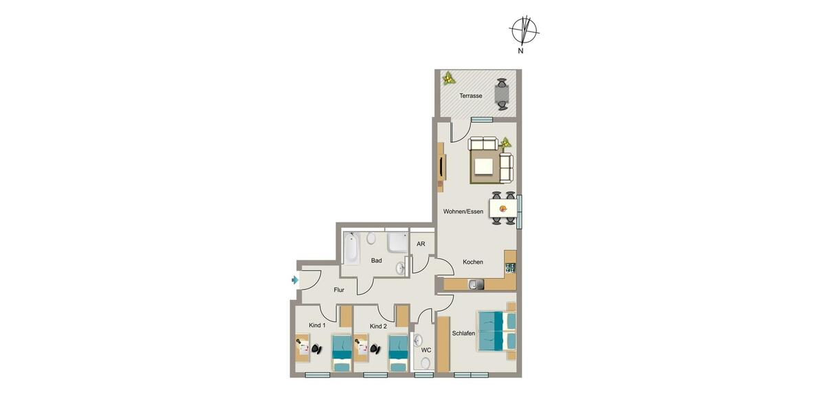 Etagenwohnung Essen Stadtbezirk VIII - 4 Zimmer, 104 m&sup2;, 1.557&euro; | Angebot:26627519