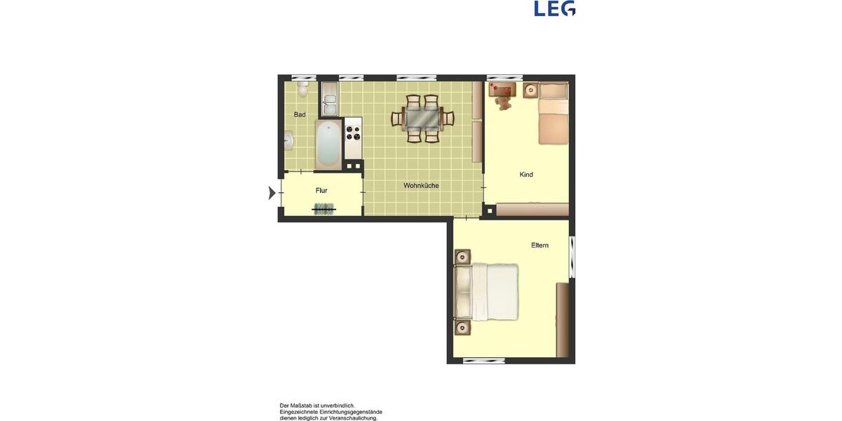 Etagenwohnung Duisburg Huckingen - 2 Zimmer, 51 m&sup2;, 469&euro; | Angebot:23810086