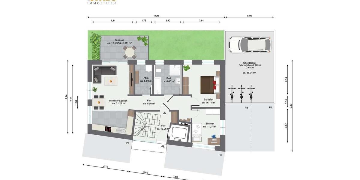 Erdgeschoßwohnung Marl Alt-Marl - 3 Zimmer, 89 m&sup2;, 1.424&euro; | Angebot:23817246