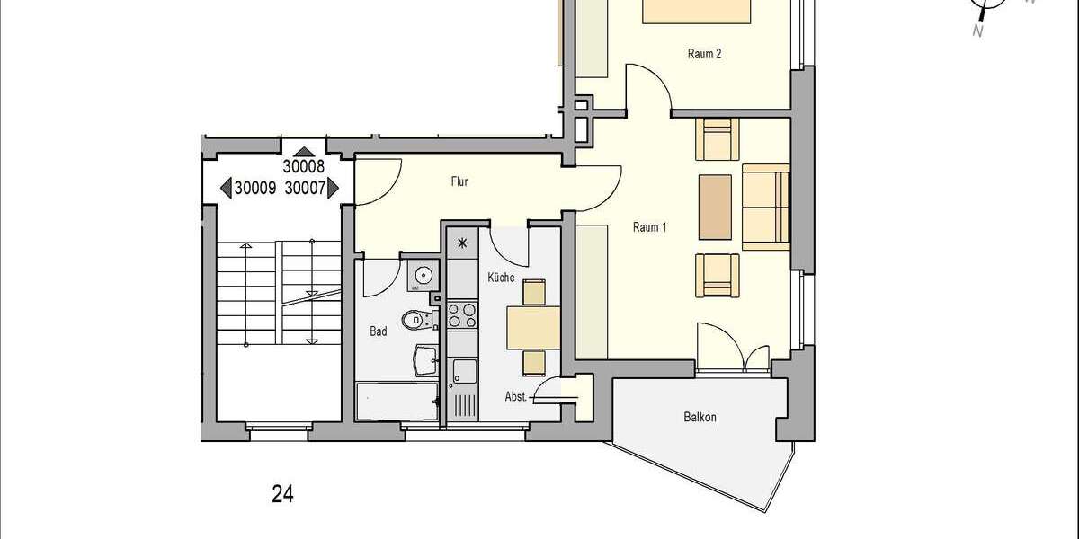 Etagenwohnung Essen Kray - 2 Zimmer, 54 m&sup2;, 456&euro; | Angebot:26145212