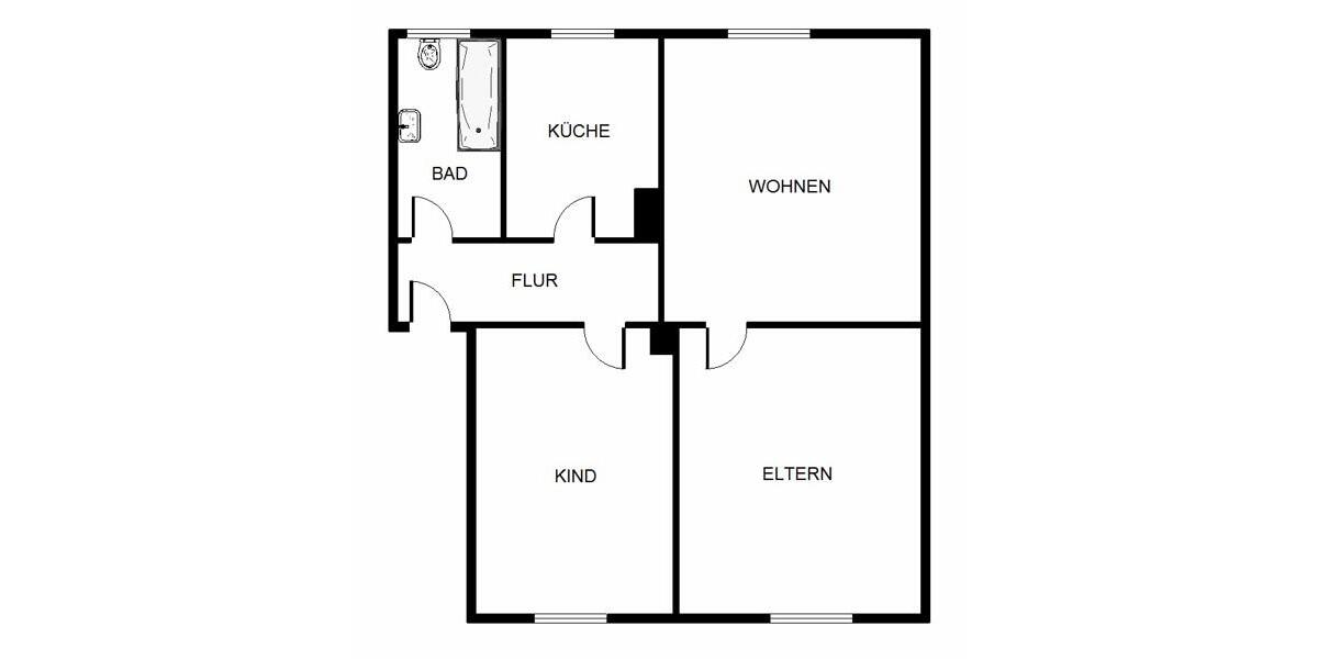 Erdgeschoßwohnung Essen Stadtbezirk VIII - 3 Zimmer, 59 m&sup2;, 580&euro; | Angebot:25830468