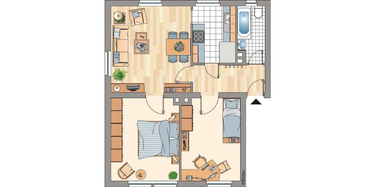 Etagenwohnung Essen Frohnhausen - 3 Zimmer, 55 m&sup2;, 509&euro; | Angebot:26098391