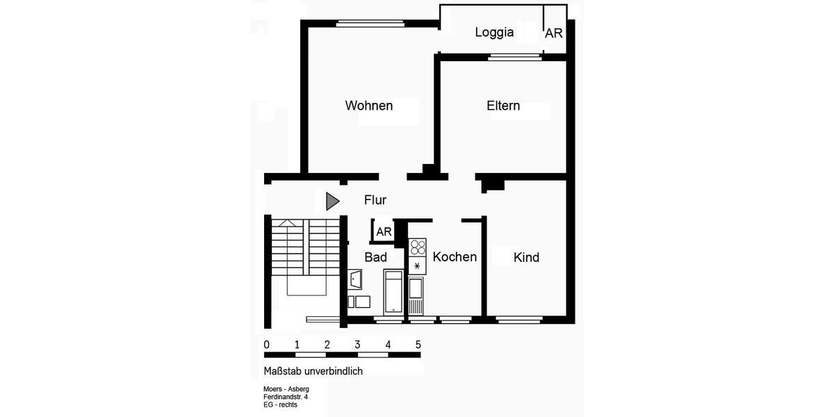 Erdgeschoßwohnung Moers - 3.5 Zimmer, 65 m&sup2;, 649&euro; | Angebot:26492235