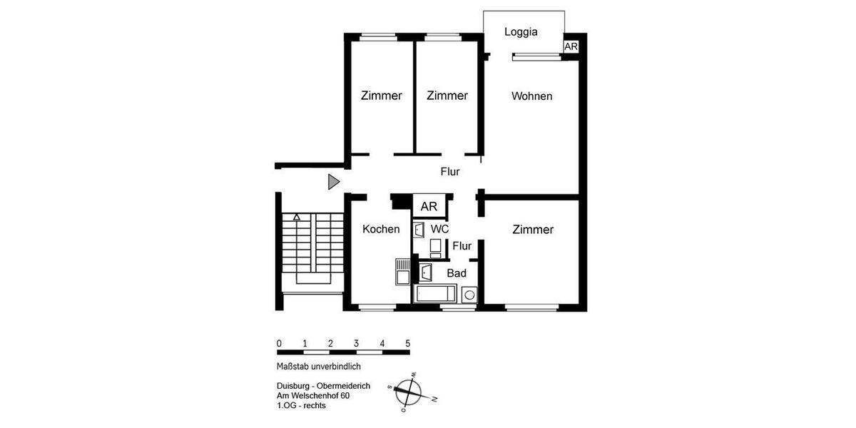 Etagenwohnung Duisburg Ruhrort - 4 Zimmer, 80 m&sup2;, 689&euro; | Angebot:25963947