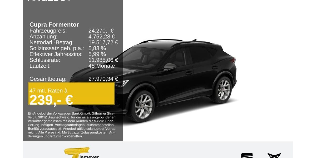 Cupra Formentor 59.804 km 24.270 &euro; Duisburg 47059