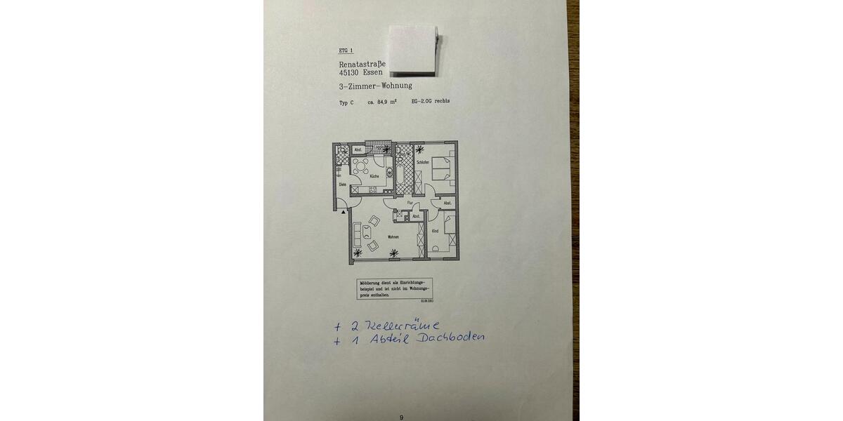 Etagenwohnung Essen Stadtbezirk II - 3 Zimmer, 85 m&sup2;, 295.000&euro; | Angebot:26109188
